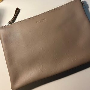 Hugo Boss Oversized Leather Zipper Clutch